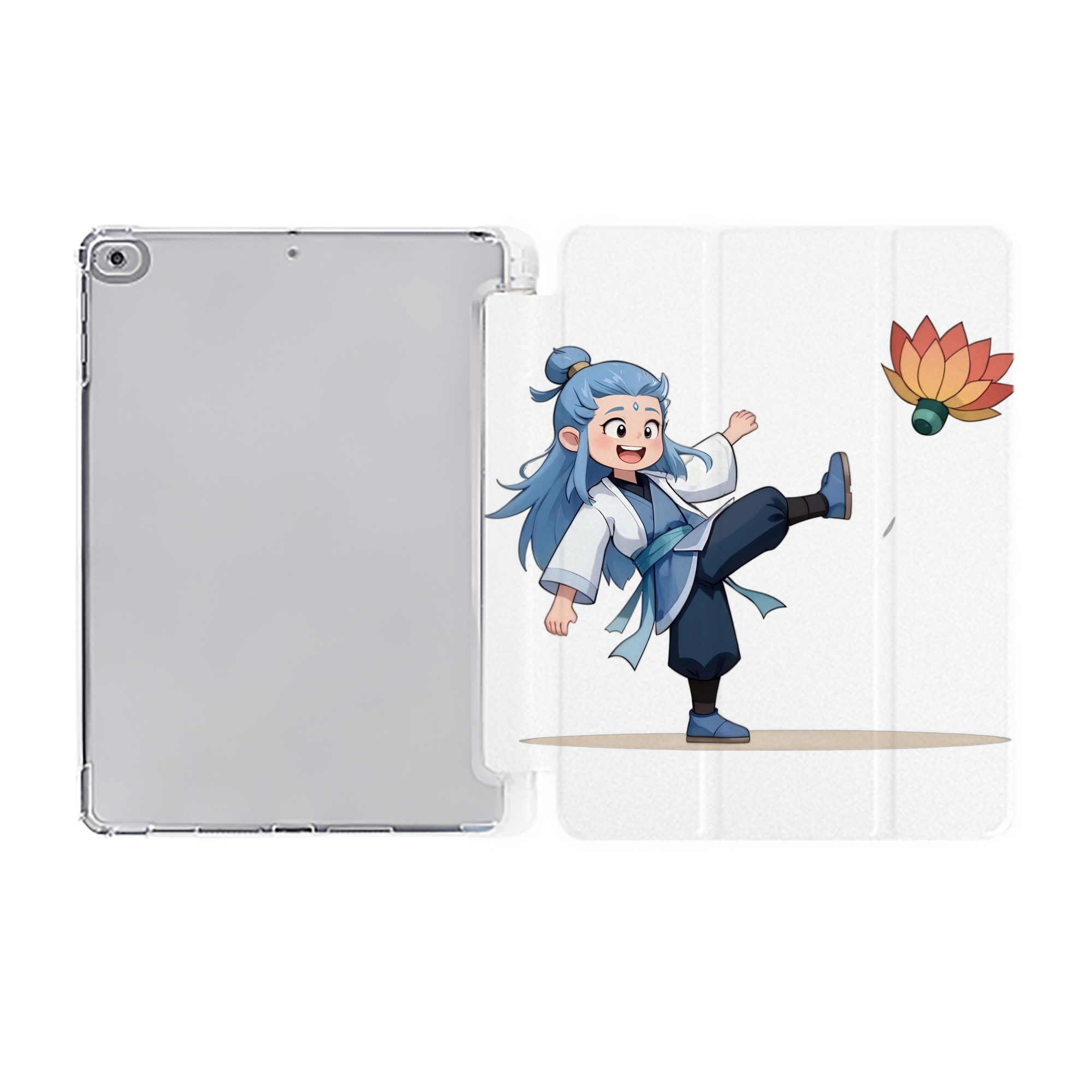 （画像用） Ne Zha 2 ナタ 魔童の大暴れ IPad ケース ペン収納付き 三つ折りスタンド PUレザー×シリコン 対応機種9.5/10.5/10.9インチ